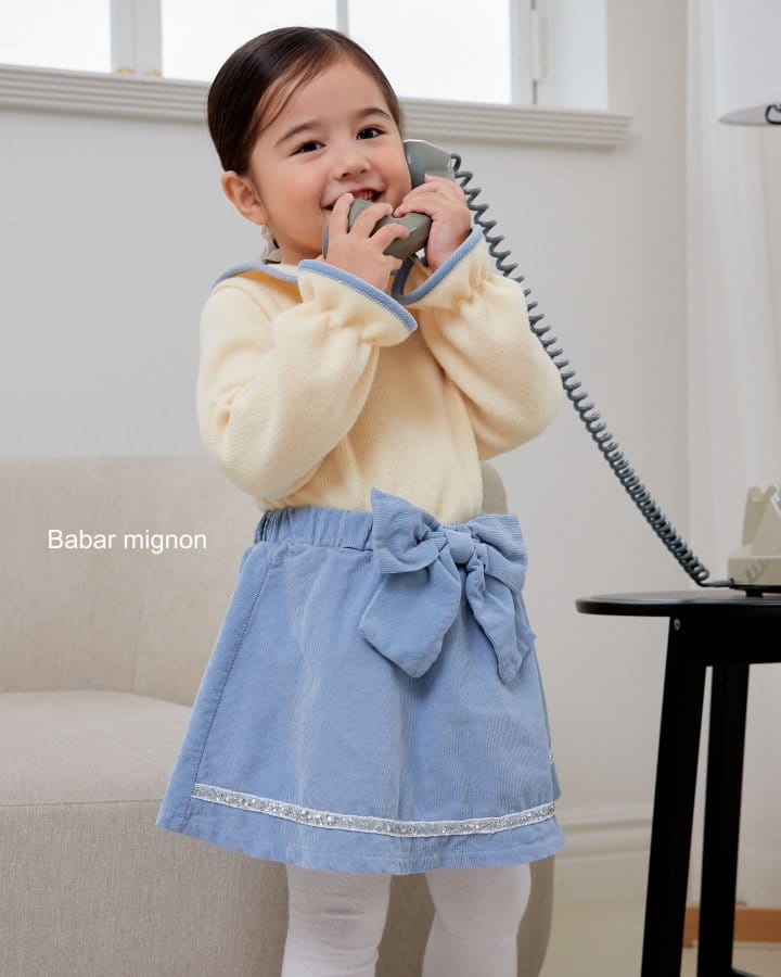 Babar Mignon - Korean Children Fashion - #kidsshorts - Ribbon Rib Skirt - 2