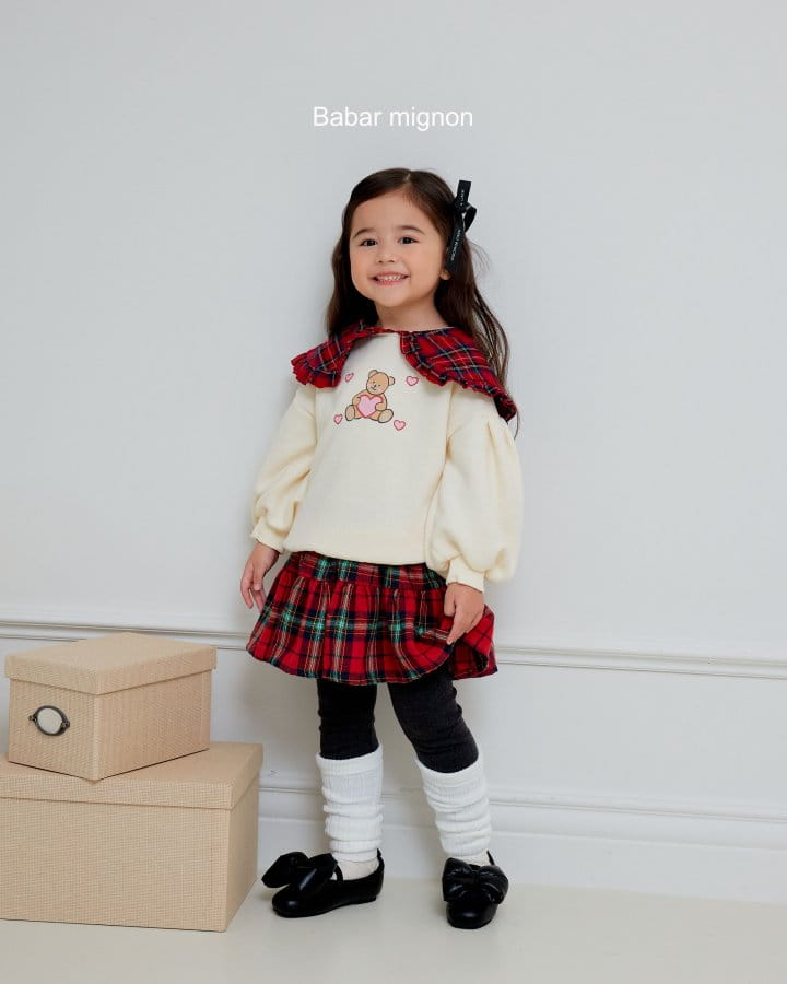 Babar Mignon - Korean Children Fashion - #kidsshorts - Check Cancan Skirt Leggings - 8