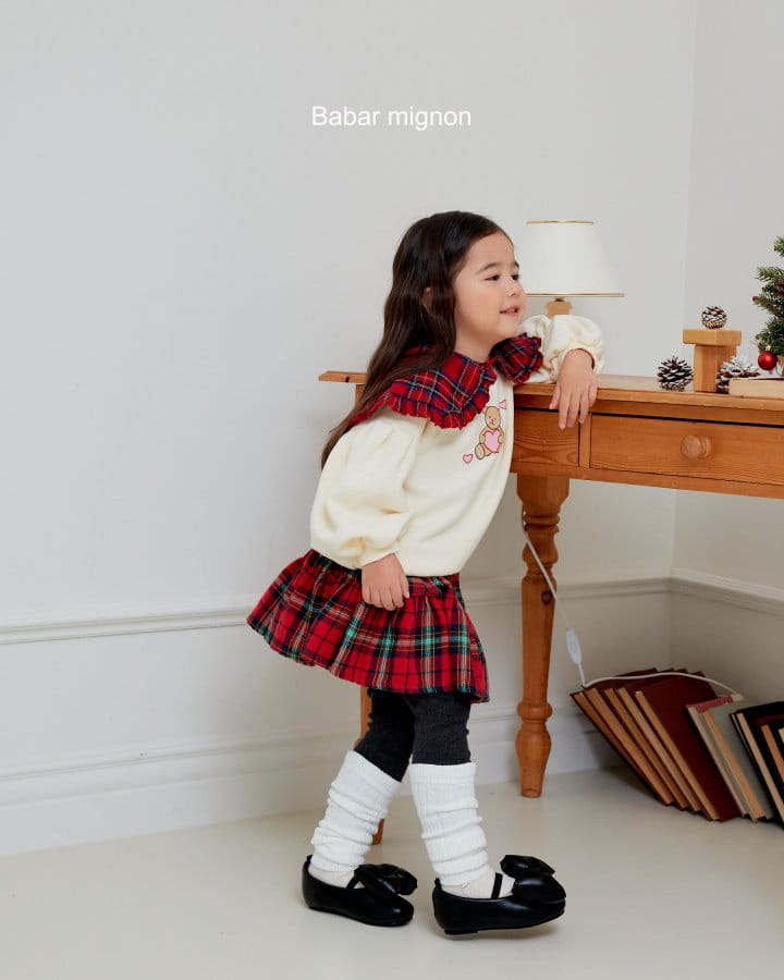Babar Mignon - Korean Children Fashion - #littlefashionista - Check Cancan Skirt Leggings - 12