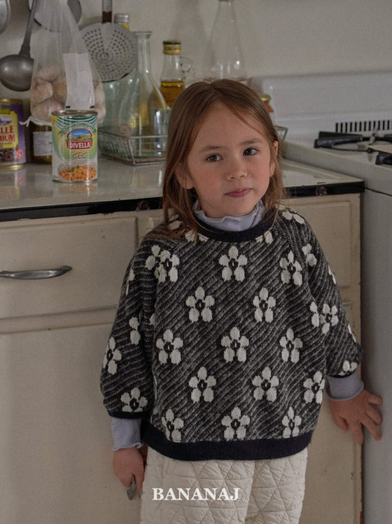 Banana J - Korean Children Fashion - #fashionkids - Flower Knit Sweatshirt - 8