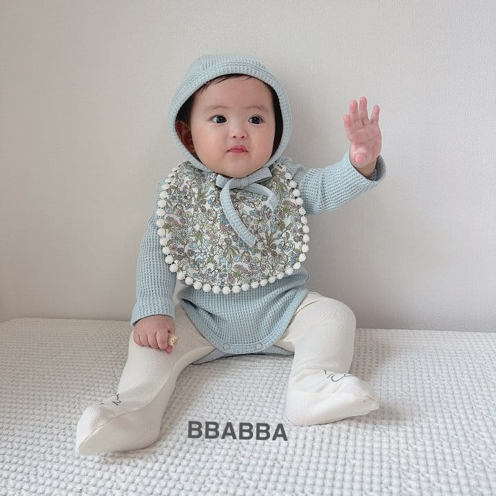 Bbabba - Korean Baby Fashion - #babyboutique - Butter Waffle Bonnet Bodysuit Set - 2