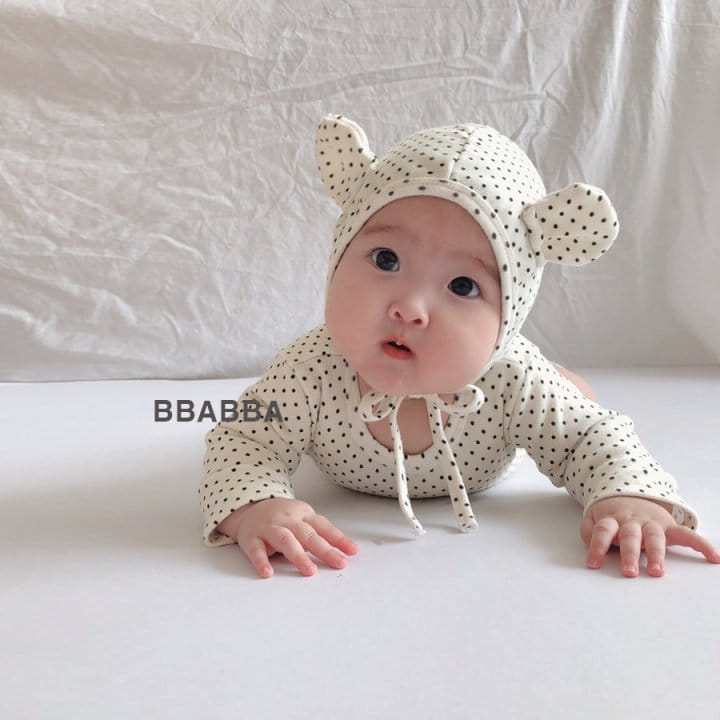 Bbabba - Korean Baby Fashion - #babyboutiqueclothing - Dot Bear Bonnet Bodysuit Set - 7