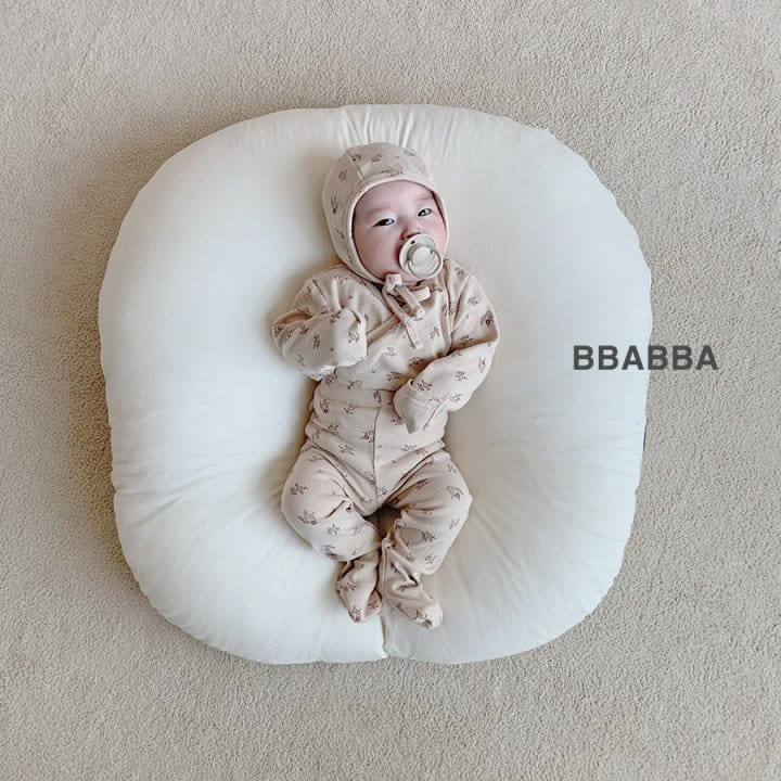 Bbabba - Korean Baby Fashion - #babyfashion - Brown Flower Benet Bodysuit Leggings Bonnet Sety