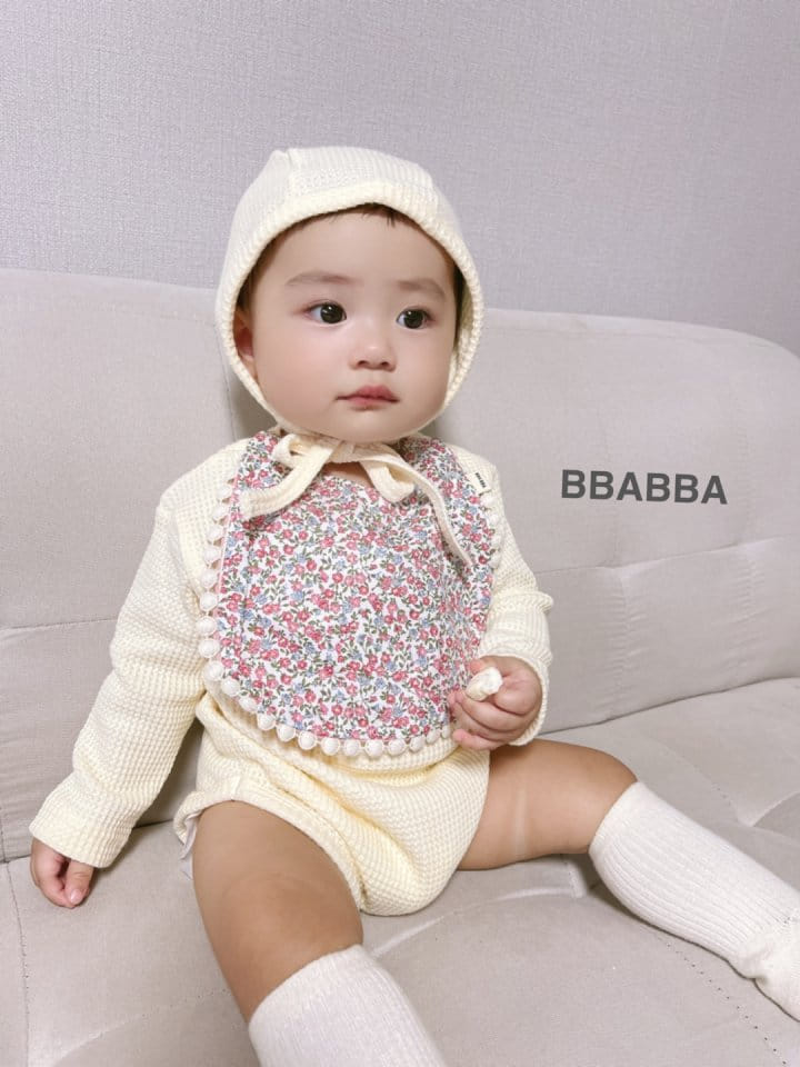 Bbabba - Korean Baby Fashion - #babyfever - Butter Waffle Bonnet Bodysuit Set - 6