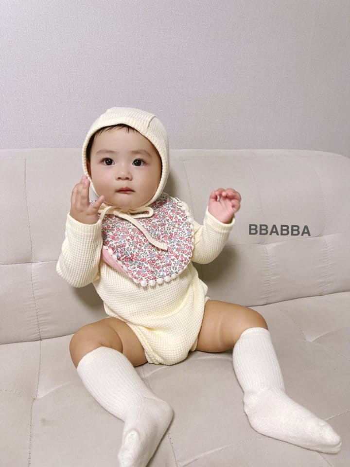 Bbabba - Korean Baby Fashion - #babyoninstagram - Butter Waffle Bonnet Bodysuit Set - 9