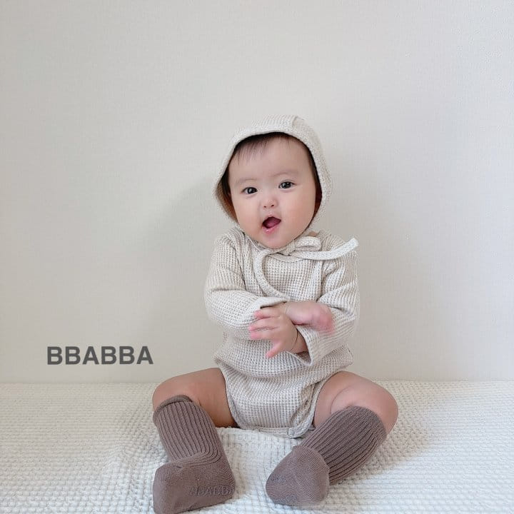Bbabba - Korean Baby Fashion - #babyootd - Butter Waffle Bonnet Bodysuit Set - 10