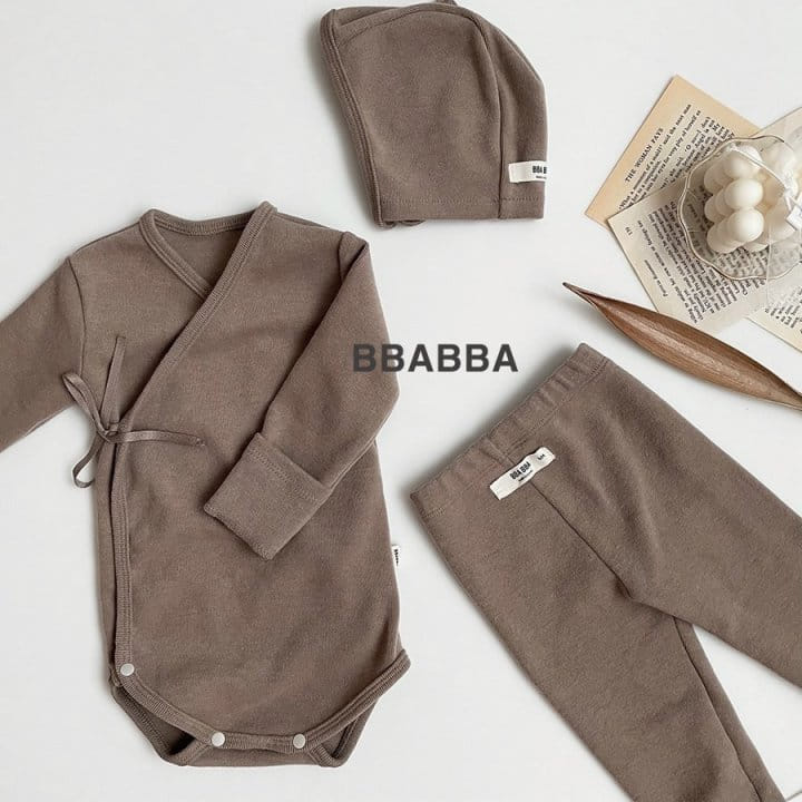 Bbabba - Korean Baby Fashion - #babyoutfit - Benet Muzi Bodysuit Leggings Bonnet Set - 6