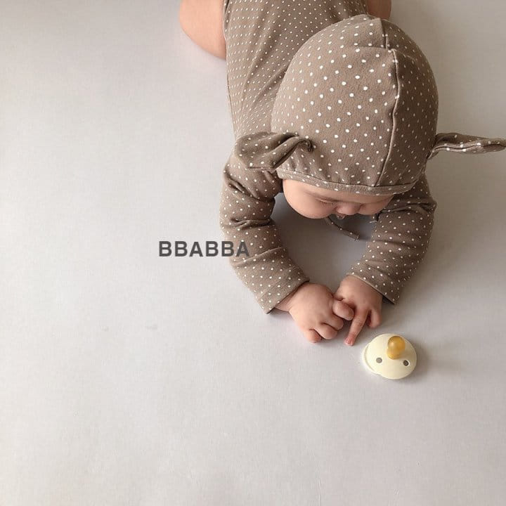 Bbabba - Korean Baby Fashion - #babywear - Dot Bear Bonnet Bodysuit Set - 2