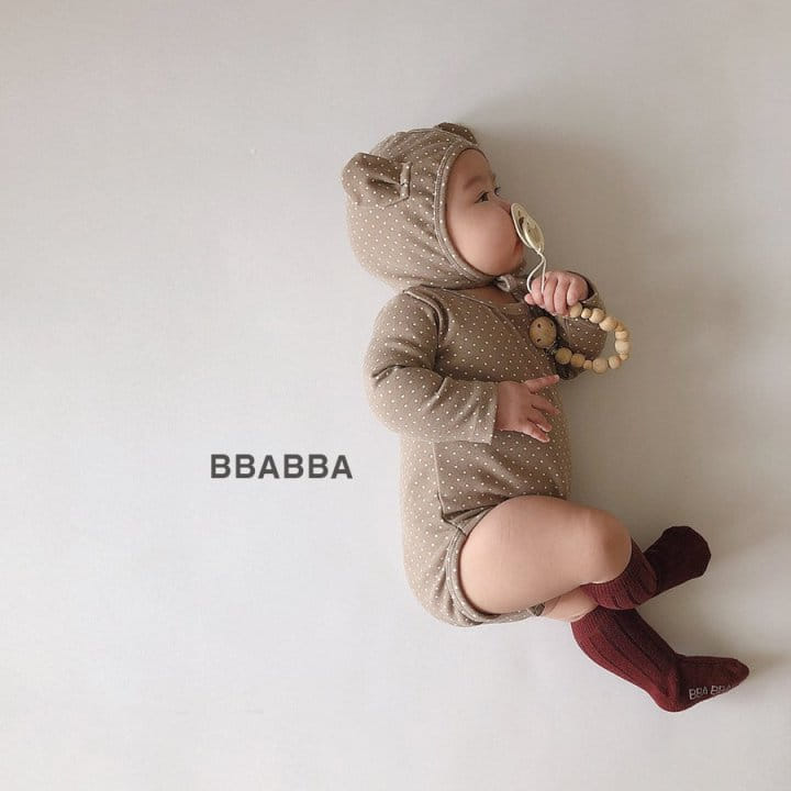 Bbabba - Korean Baby Fashion - #onlinebabyboutique - Dot Bear Bonnet Bodysuit Set - 3