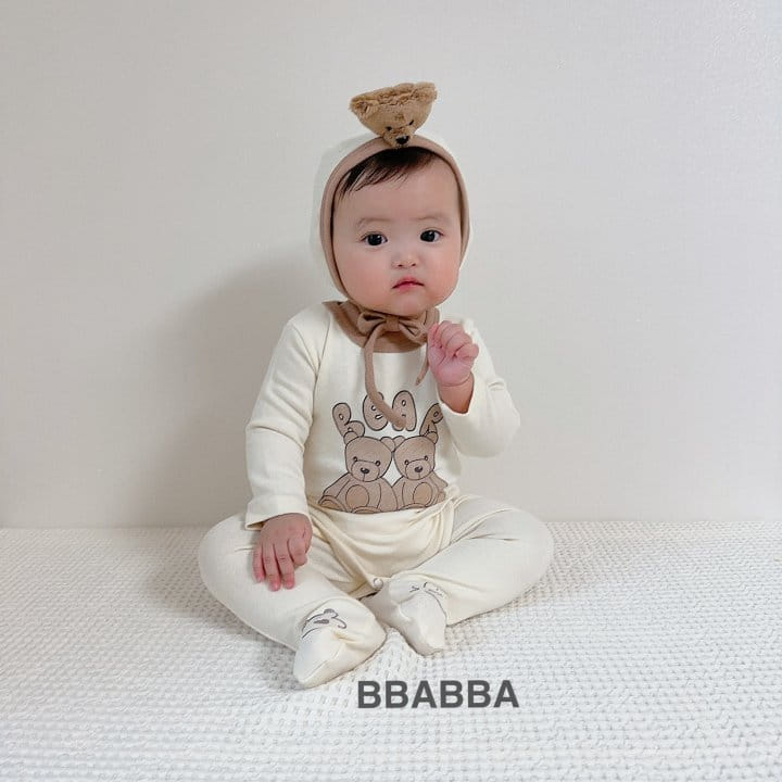 Bbabba - Korean Baby Fashion - #onlinebabyshop - Bear bonnet Set - 2