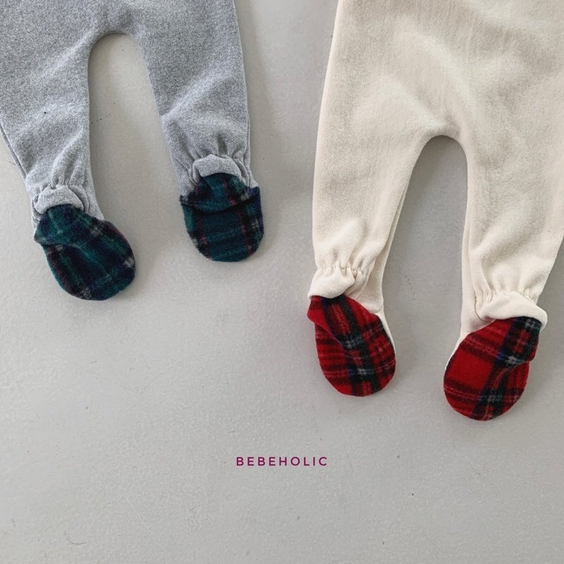 Bebe Holic - Korean Baby Fashion - #babyfashion - Check Foot Leggings - 4