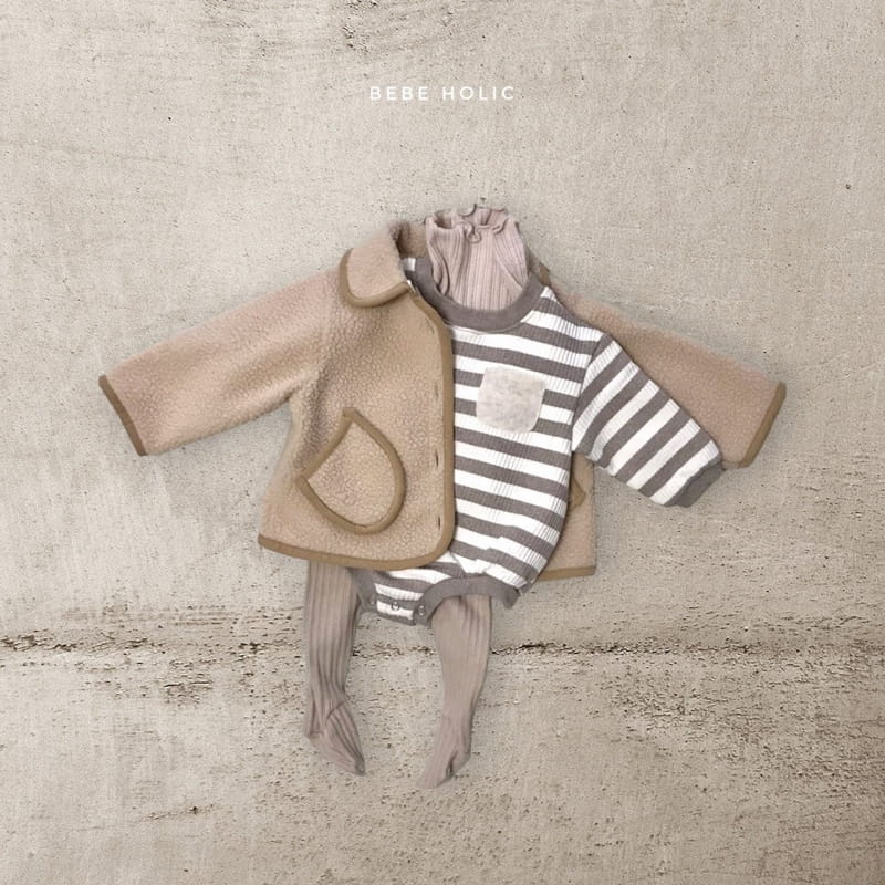 Bebe Holic - Korean Baby Fashion - #onlinebabyboutique - Knit Pocket Bodysuit - 2
