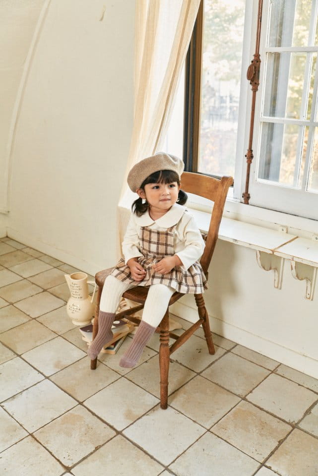 Bebe Nine - Korean Baby Fashion - #babyclothing - Latte Dungarees Skirt