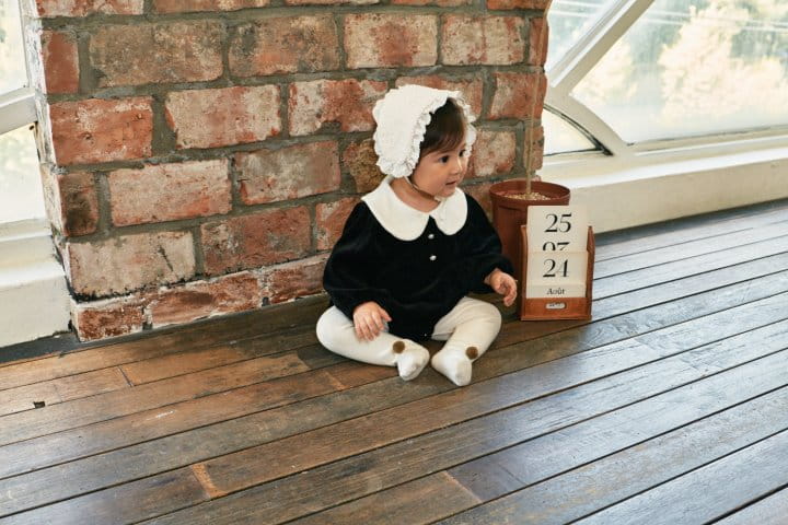 Bebe Nine - Korean Baby Fashion - #babygirlfashion - Velvet Collar Bodysuit - 5