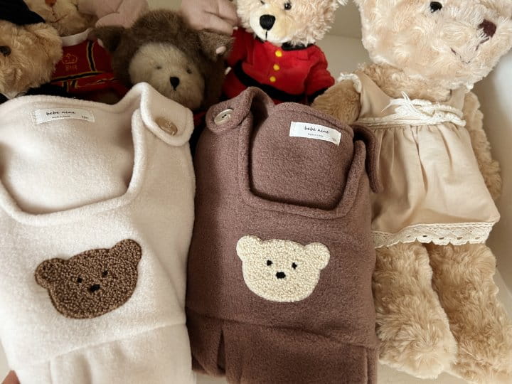 Bebe Nine - Korean Baby Fashion - #babylifestyle - Fleece Bear Dungarees - 6