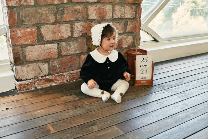 Bebe Nine - Korean Baby Fashion - #babylifestyle - Velvet Collar Bodysuit - 6