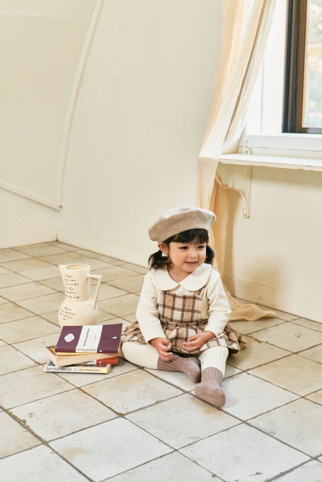 Bebe Nine - Korean Baby Fashion - #babyoninstagram - Latte Dungarees Skirt - 6