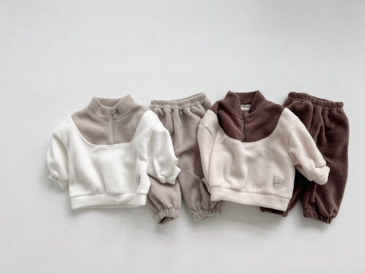 Bebe Nine - Korean Baby Fashion - #babyoutfit - Tori Fleece Top Bottom Set - 3