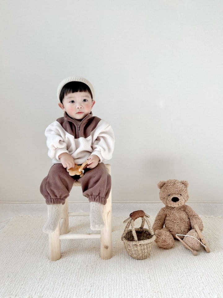 Bebe Nine - Korean Baby Fashion - #babyoutfit - Tori Fleece Top Bottom Set - 4
