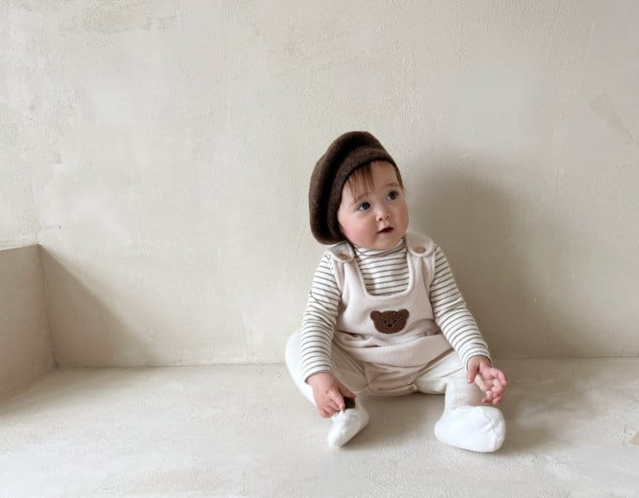 Bebe Nine - Korean Baby Fashion - #babyoutfit - Fleece Bear Dungarees - 10