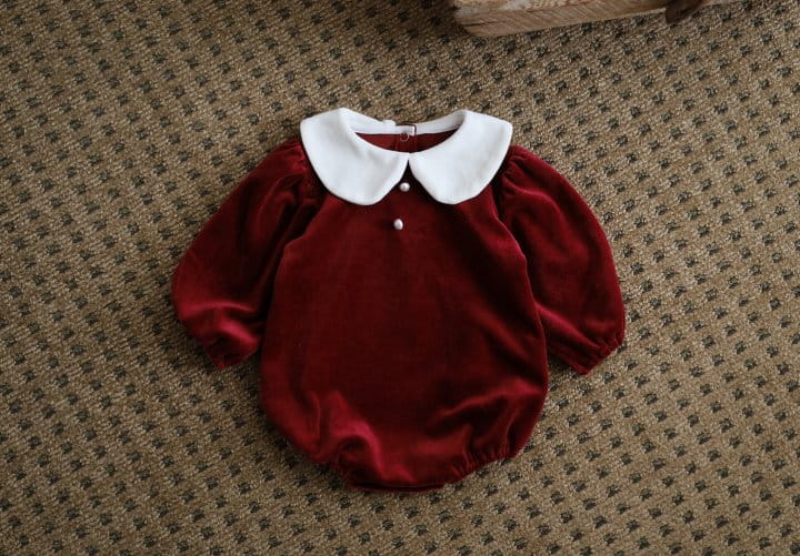 Bebe Nine - Korean Baby Fashion - #babyoutfit - Velvet Collar Bodysuit - 10