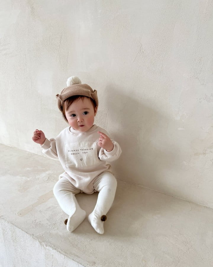 Bebe Nine - Korean Baby Fashion - #onlinebabyboutique - Lettering Fleece Bodysuit - 3