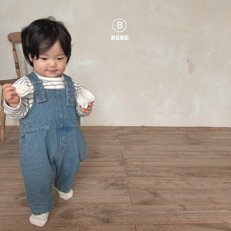 Bella Bambina - Korean Baby Fashion - #babyoutfit - Bebe Winter Denim Dungarees Bodysuit - 6
