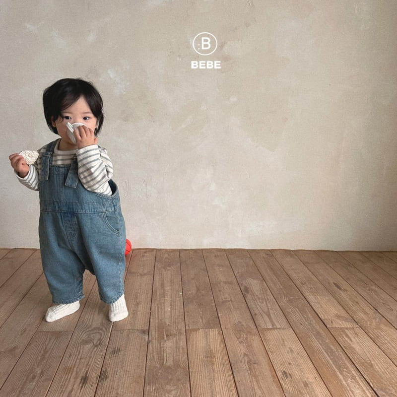 Bella Bambina - Korean Baby Fashion - #onlinebabyboutique - Bebe Winter Denim Dungarees Bodysuit - 8