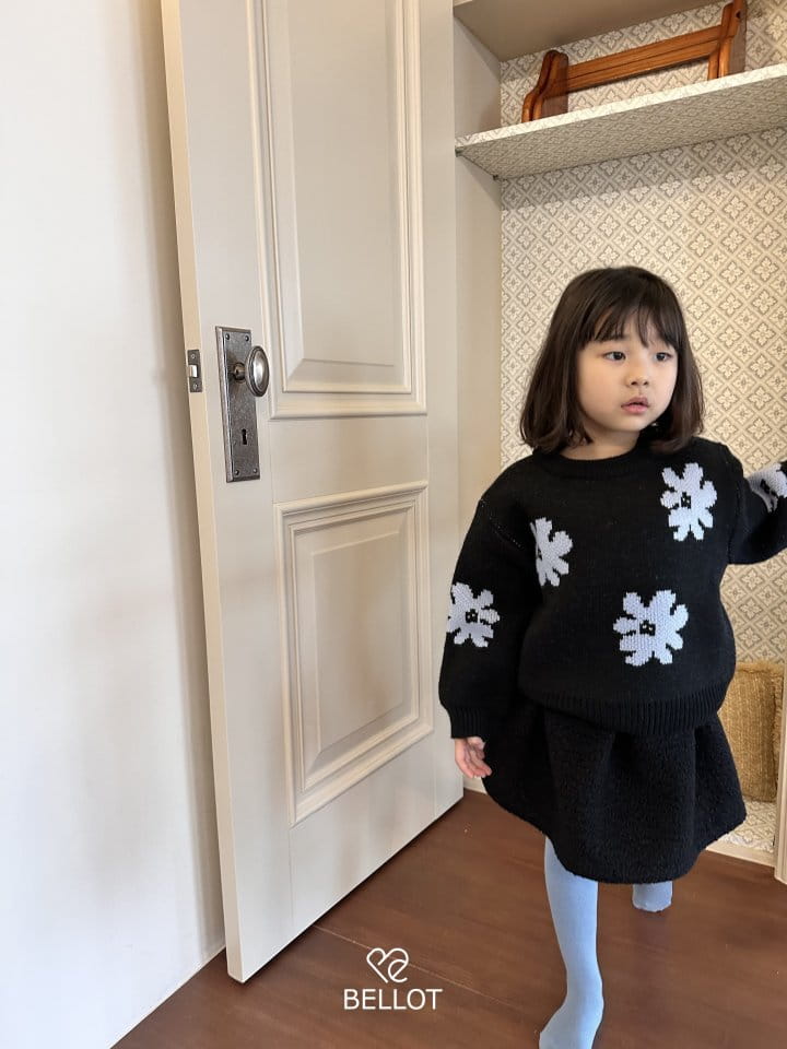 Bellot - Korean Children Fashion - #littlefashionista - Flower Knit Tee - 12