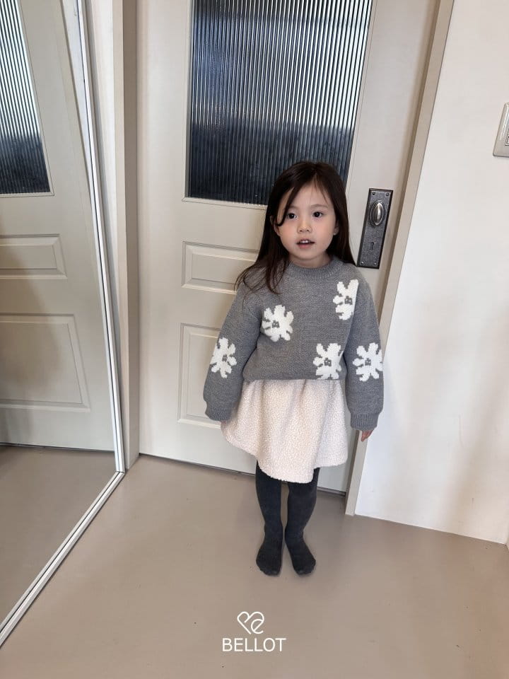 Bellot - Korean Children Fashion - #toddlerclothing - Flower Knit Tee