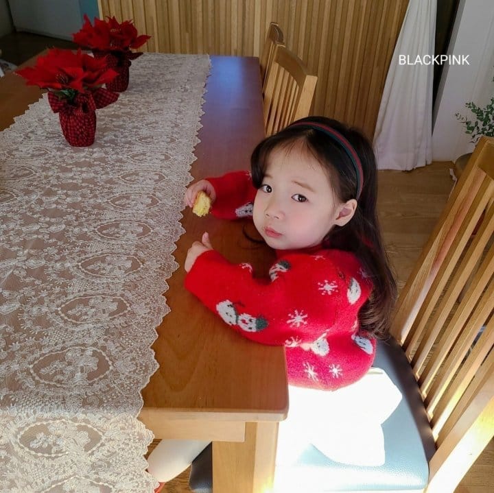 Black Pink - Korean Children Fashion - #childrensboutique - Snowman Knit - 4