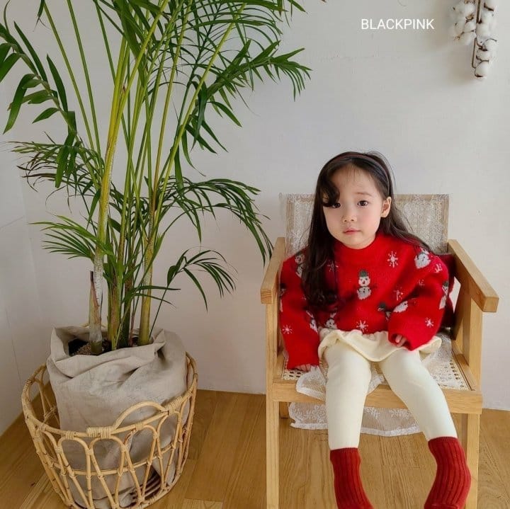 Black Pink - Korean Children Fashion - #kidsstore - Snowman Knit - 8
