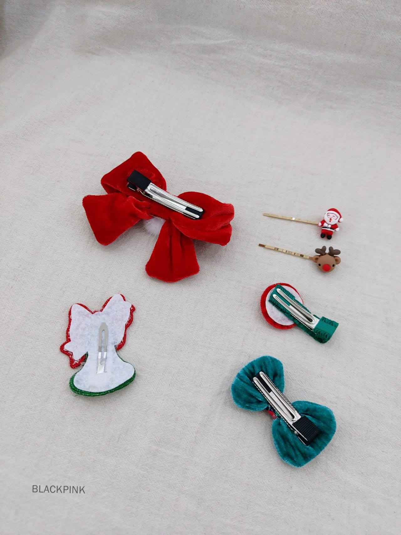 Black Pink - Korean Children Fashion - #kidsstore - Christmas Gift Hair Pin Set - 5