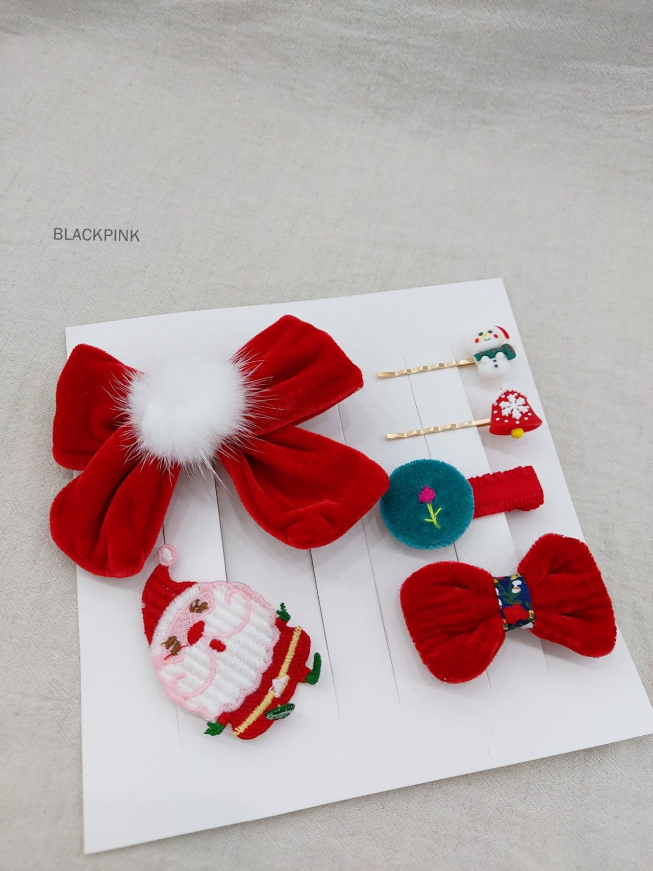 Black Pink - Korean Children Fashion - #kidzfashiontrend - Christmas Gift Hair Pin Set - 6