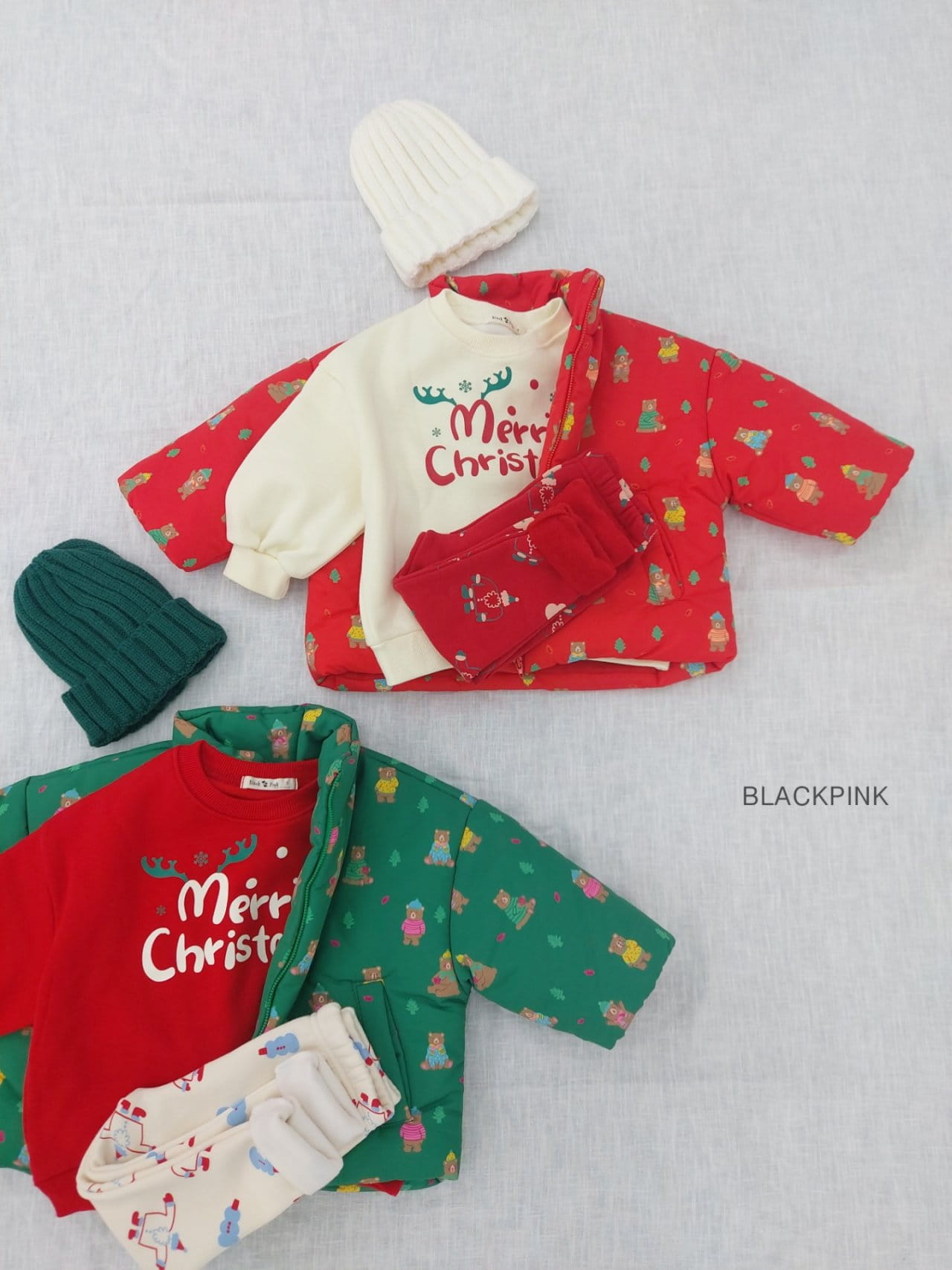 Black Pink - Korean Children Fashion - #toddlerclothing - Christmas Ppang Ppang Padding Jumper
