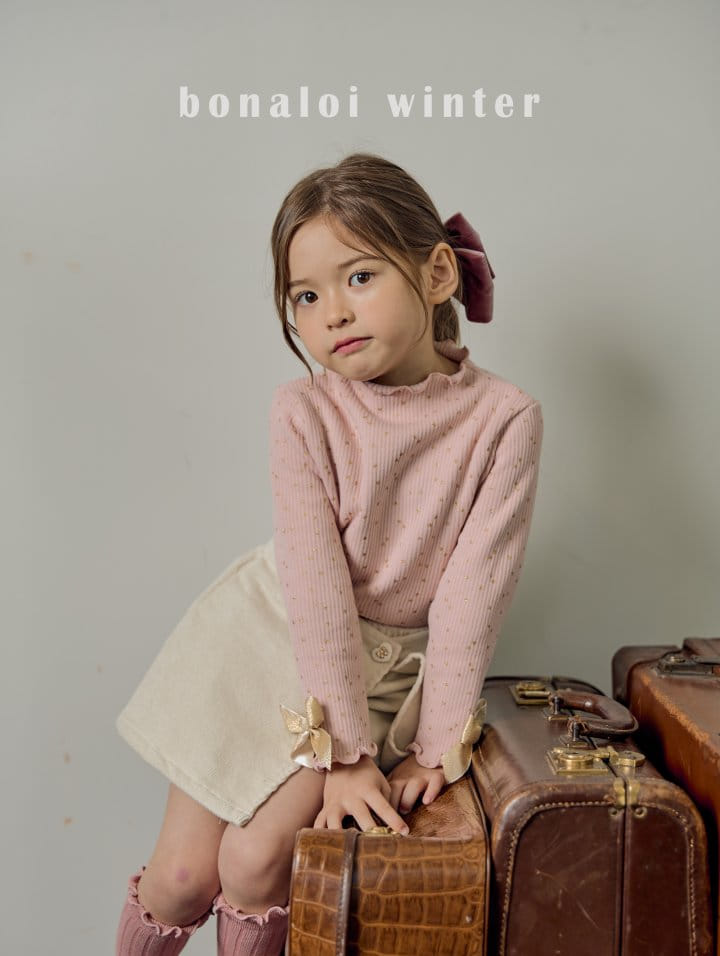 Bonaloi - Korean Children Fashion - #Kfashion4kids - Gold Sleeves Ribbon Tee - 11