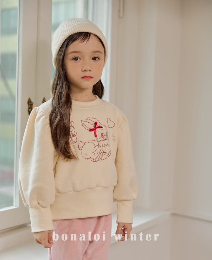 Bonaloi - Korean Children Fashion - #prettylittlegirls - Ribbon Rabbit Sweatshirt - 4