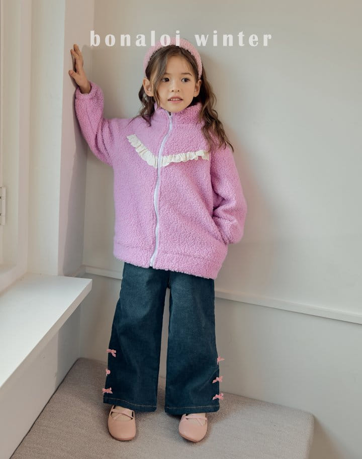 Bonaloi - Korean Children Fashion - #childofig - Denim Ribbon Pants - 12