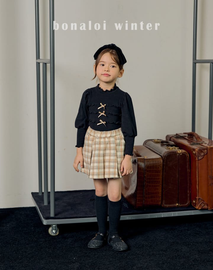 Bonaloi - Korean Children Fashion - #childrensboutique - Check Wrinkle Skirt pants - 10