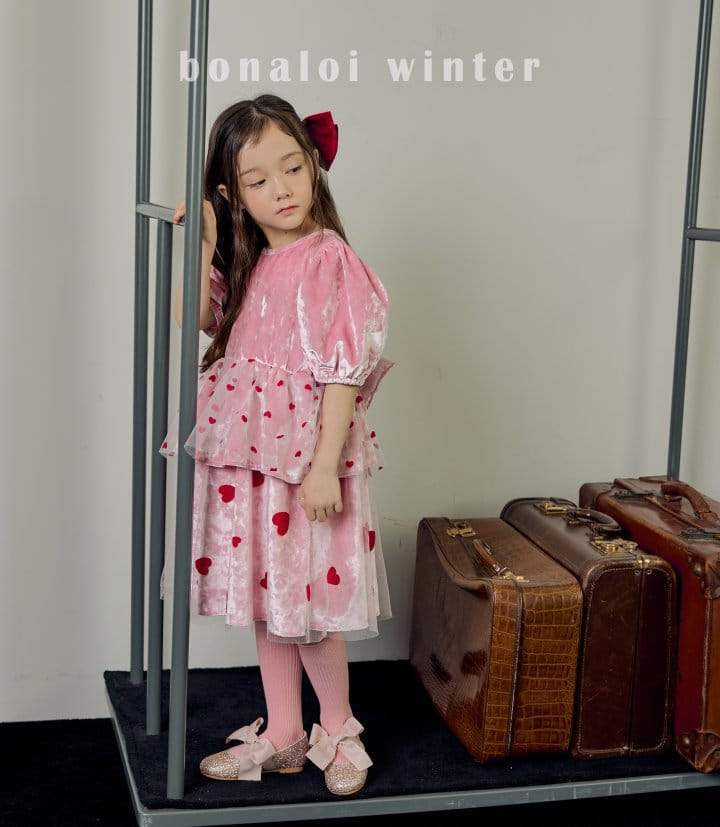 Bonaloi - Korean Children Fashion - #childrensboutique - Heart Mesh Cancan One-piece - 7