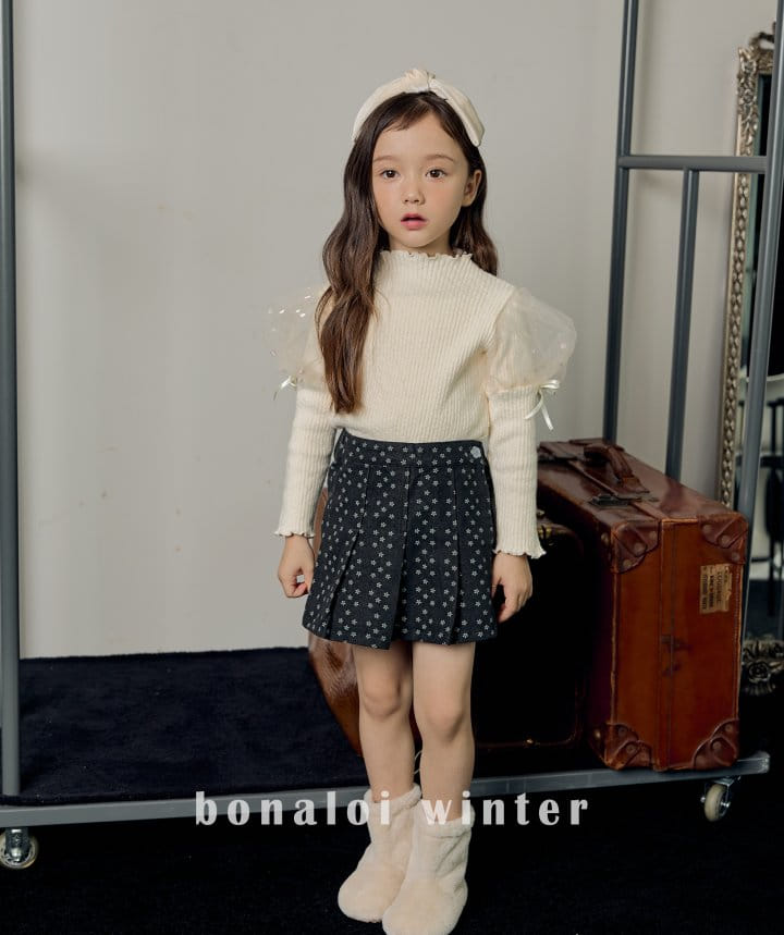 Bonaloi - Korean Children Fashion - #designkidswear - Denim Fleece Skirt Pants