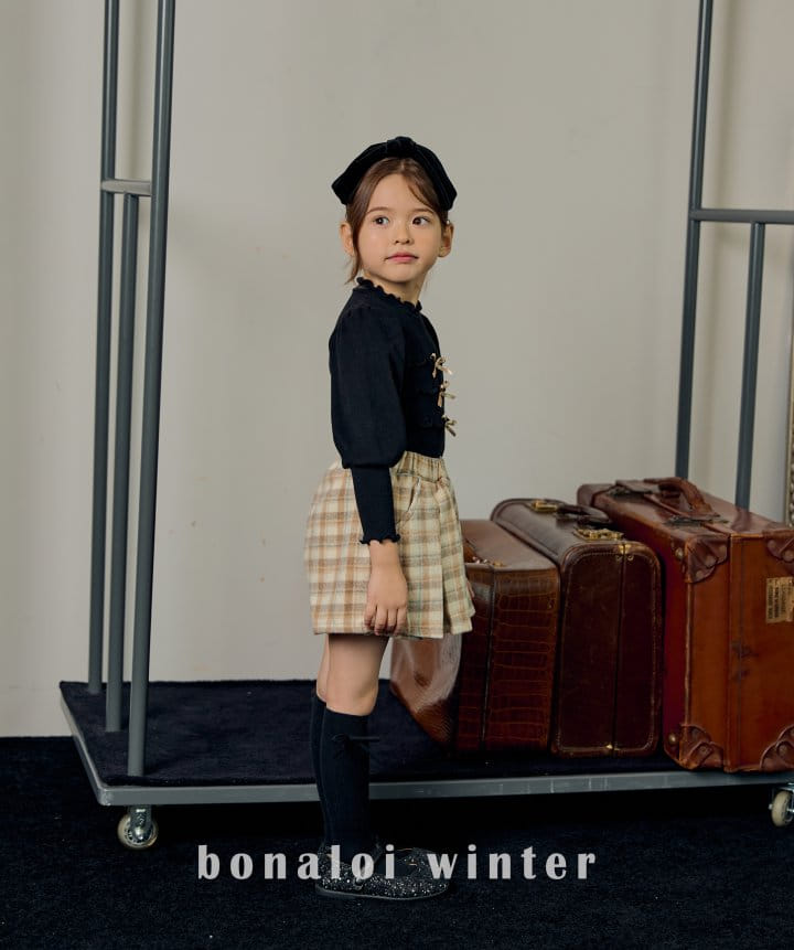 Bonaloi - Korean Children Fashion - #designkidswear - Check Wrinkle Skirt pants - 11