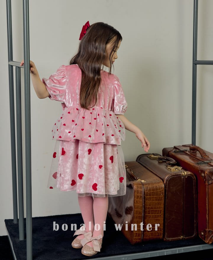 Bonaloi - Korean Children Fashion - #designkidswear - Heart Mesh Cancan One-piece - 8