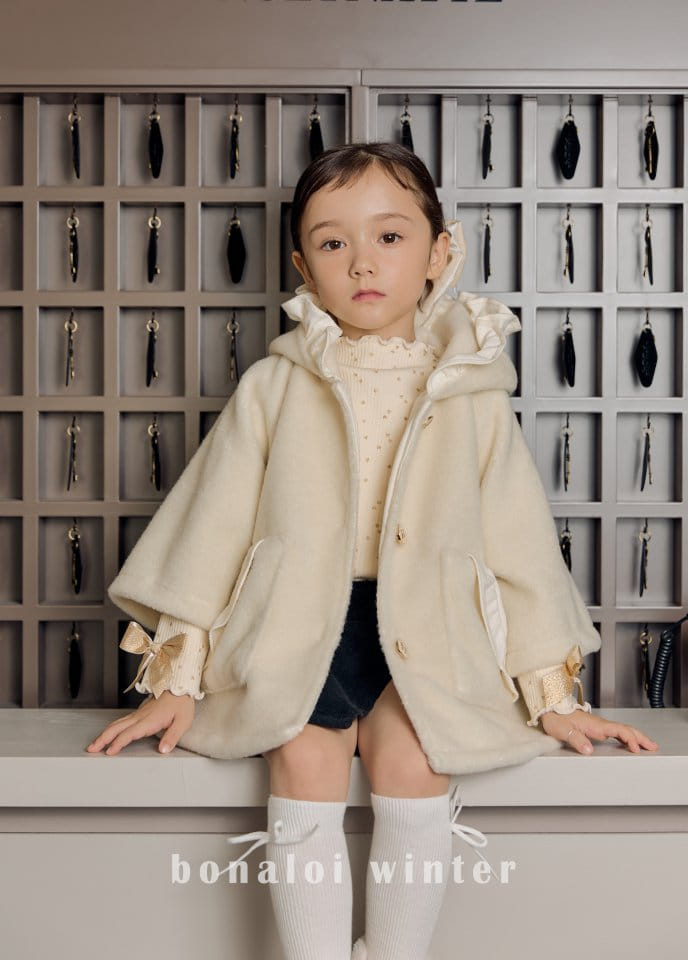 Bonaloi - Korean Children Fashion - #discoveringself - Gold Sleeves Ribbon Tee - 6