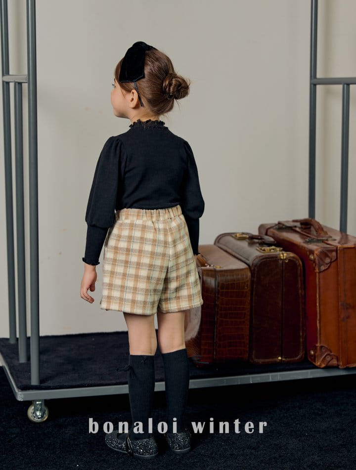 Bonaloi - Korean Children Fashion - #discoveringself - Check Wrinkle Skirt pants - 12