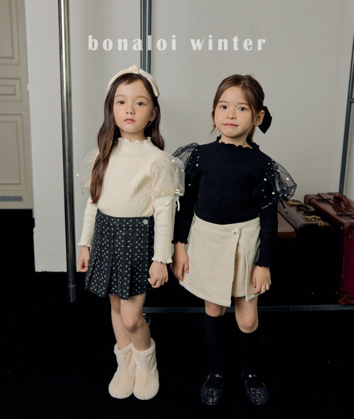 Bonaloi - Korean Children Fashion - #fashionkids - Denim Fleece Skirt Pants - 3
