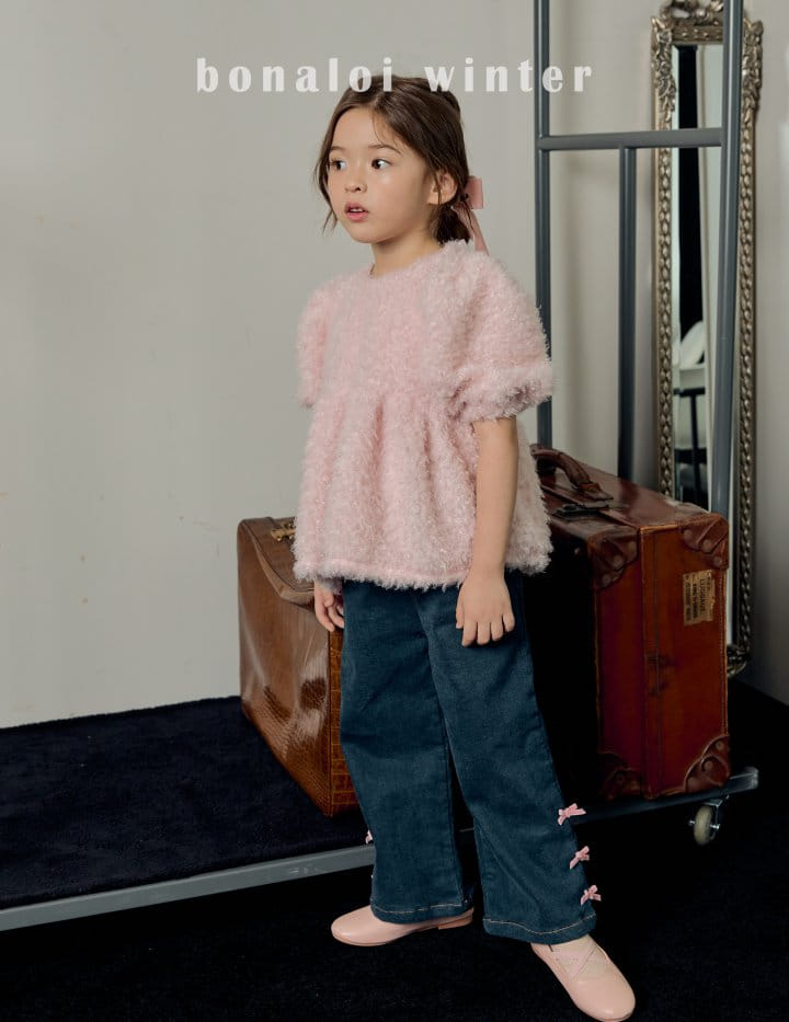 Bonaloi - Korean Children Fashion - #kidsshorts - Denim Ribbon Pants