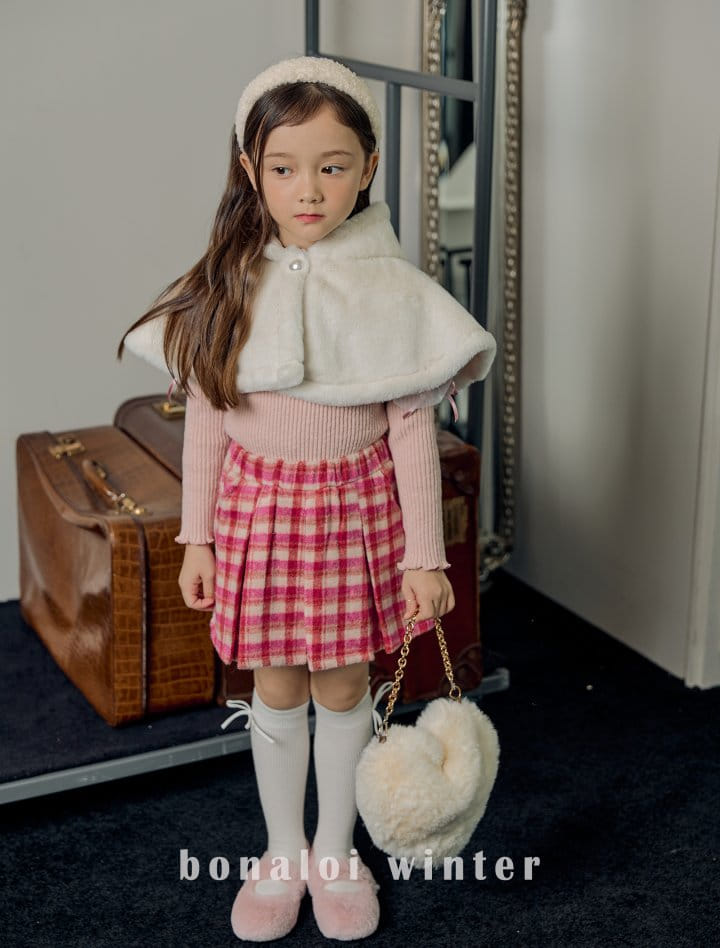 Bonaloi - Korean Children Fashion - #littlefashionista - Check Wrinkle Skirt pants - 2