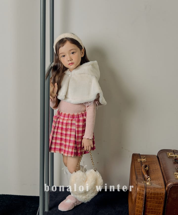 Bonaloi - Korean Children Fashion - #magicofchildhood - Check Wrinkle Skirt pants - 3