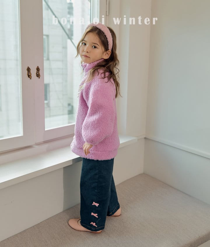 Bonaloi - Korean Children Fashion - #stylishchildhood - Denim Ribbon Pants - 11